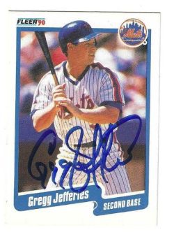 Autographed GREGG JEFFERIES New York Mets 1990 Fleer Card