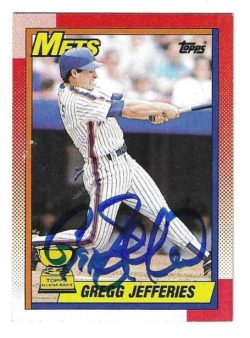 Autographed GREGG JEFFERIES New York Mets 1990 Topps Card