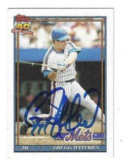 Autographed GREGG JEFFERIES New York Mets 1991 Topps Card