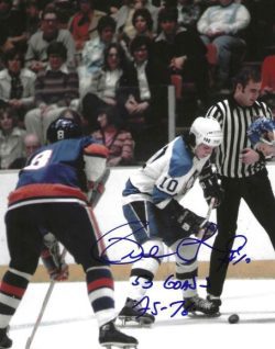Autographed PIERRE LAROUCHE "53 Goals 75-76" 8X10 Pittsburgh Penguins Photo