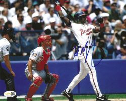 Autographed FRED MCGRIFF 8X10 Atlanta Braves Photo JSA