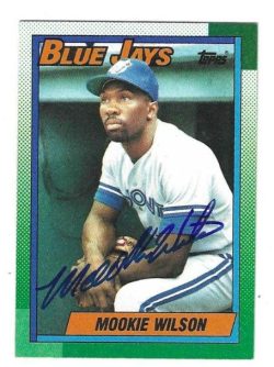 Autographed MOOKIE WILSON Toronto Blue Jays 1990 Topps Card