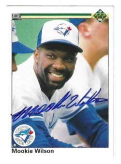 Autographed MOOKIE WILSON Toronto Blue Jays 1990 Upper Deck Card