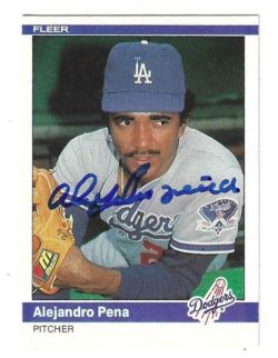 Autographed ALEJANDRO PENA Los Angeles Dodgers 1984 Fleer Card