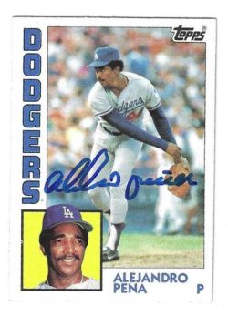 Autographed ALEJANDRO PENA Los Angeles Dodgers 1984 Topps Card