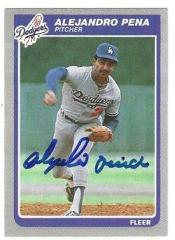 Autographed ALEJANDRO PENA Los Angeles Dodgers 1985 Fleer Card