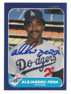 Autographed ALEJANDRO PENA Los Angeles Dodgers 1986 Fleer Card
