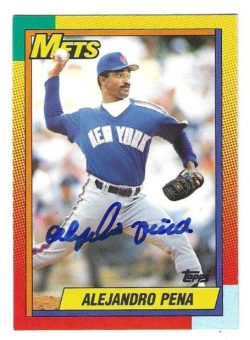 Autographed ALEJANDRO PENA New York Mets 1990 Topps Card