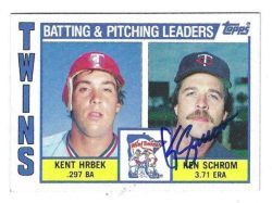 Autographed KEN SCHROM Minnesota Twins 1984 Topps Card