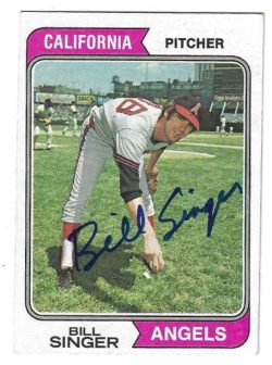Autographed BILL SINGER California Angels 1974 Topps Card