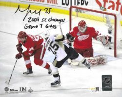 Autographed MAX TALBOT "2009 SC Champs, Game 7 GWG" 8x10 Pittsburgh Penguins Photo