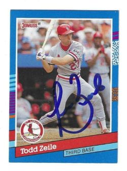 Autographed TODD ZEILE St. Louis Cardinals 1991 Donruss Card