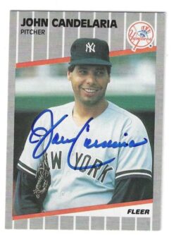 Autographed JOHN CANDELARIA New York Yankees 1989 Fleer Card