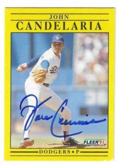 Autographed JOHN CANDELARIA Los Angeles Dodgers 1991 Fleer Card