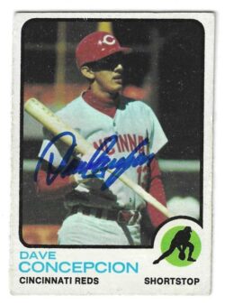 Autographed DAVE CONCEPCION Cincinnati Reds 1973 Topps Card