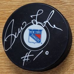 Autographed PIERRE LAROUCHE New York Rangers Hockey Puck