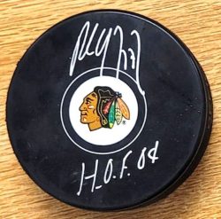 Autographed PAUL COFFEY "HOF 04" Chicago Blackhawks Hockey Puck JSA