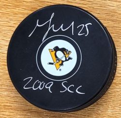 Autographed MAX TALBOT "2009 SCC" Pittsburgh Penguins Hockey Puck