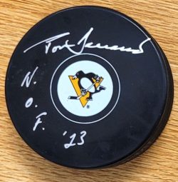 Autographed  TOM BARRASSO "HOF 23" Pittsburgh Penguins Hockey Puck