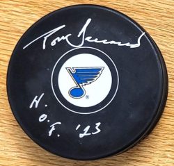 Autographed  TOM BARRASSO "HOF 23" St. Louis Blues Hockey Puck