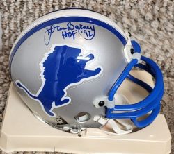 Autographed LEM BARNEY "HOF 92" Detroit Lions Mini Helmet