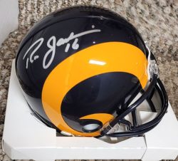 Autographed RON JAWORSKI Los Angeles Rams Mini Helmet