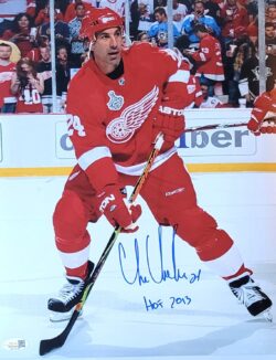 Autographed CHRIS CHELIOS "HOF 2013" 11x14 Detroit Red Wings Photo JSA