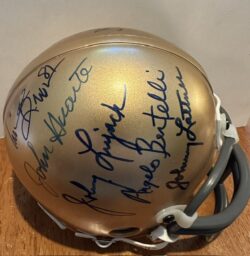 Signed Notre Dame 7 Heisman Trophy Winners - Mini Helmet - JSA COA
