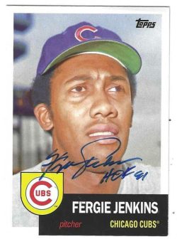 Autographed FERGIE JENKINS Chicago Cubs 2016 Topps Archives Card
