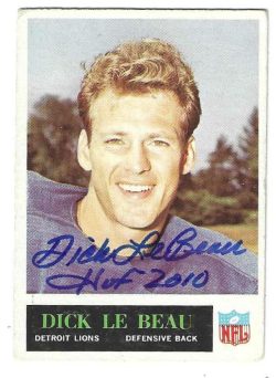 Autographed 1965 DICK LEBEAU "HOF 2010" Detroit Lions Philadelphia Gum card #64