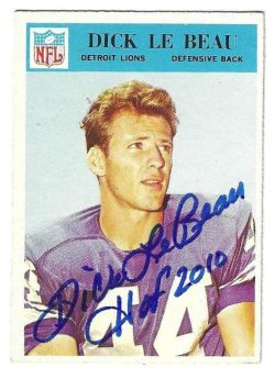 Autographed 1966 DICK LEBEAU "HOF 2010" Detroit Lions Philadelphia Gum card #70
