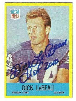 Autographed 1967 DICK LEBEAU "HOF 2010" Detroit Lions Philadelphia Gum card #66
