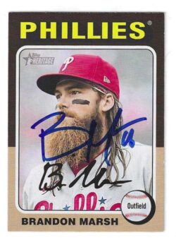 Autographed Brandon Marsh Philadelphia Phillies 2024 Topps Heritage Card