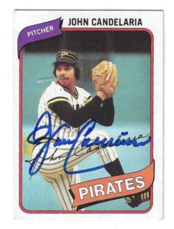 Autographed JOHN CANDELARIA Pittsburgh Pirates 1980 Topps card