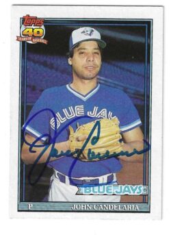 Autographed JOHN CANDELARIA Toronto Blue Jays 1991 Topps Card