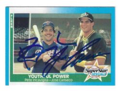 Autographed PETE INCAVIGLIA Texas Rangers and JOSE CANSECO Oakland A's 1987 Fleer Card