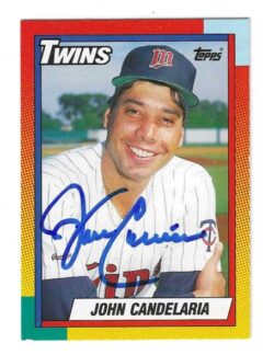 Autographed JOHN CANDELARIA Minnesota Twins 1990 Topps Card