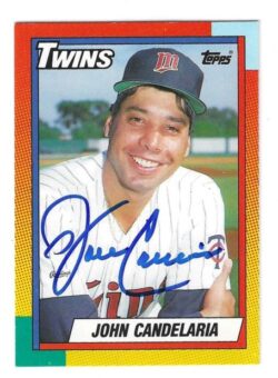 Autographed JOHN CANDELARIA Minnesota Twins 1990 Topps Card