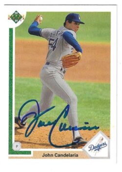 Autographed JOHN CANDELARIA Los Angeles Dodgers 1991 Upper Deck Card