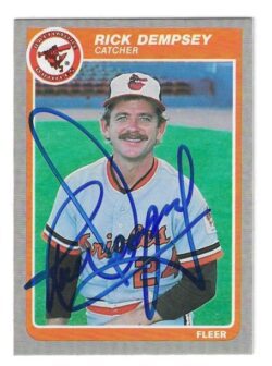 Autographed RICK DEMPSEY Baltimore Orioles 1985 Fleer Card