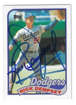 Autographed RICK DEMPSEY Los Angeles Dodgers 1989 Topps Card