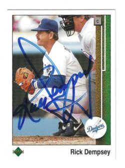 Autographed RICK DEMPSEY Los Angeles Dodgers 1989 Upper Deck Card