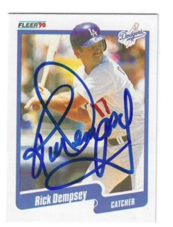 Autographed RICK DEMPSEY Los Angeles Dodgers 1990 Fleer Card