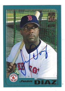 Autographed JUAN DIAZ Boston Red Sox 2001 Topps Card