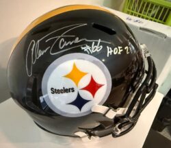 ALAN FANECA Signed Pittsburgh Steelers Full-Size Replica Football Helmet JSA