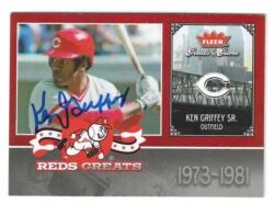 Autographed KEN GRIFFEY Cincinnati Reds 2006 Fleer Greats of the Game Card
