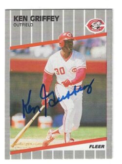 Autographed KEN GRIFFEY Cincinnati Reds 1989 Fleer Card