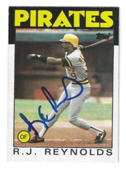 Autographed R.J. REYNOLDS Pittsburgh Pirates 1986 Topps Card