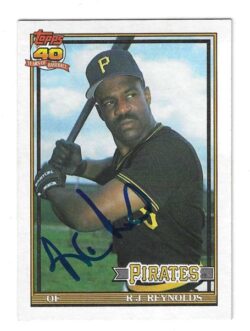 Autographed R.J. REYNOLDS Pittsburgh Pirates 1991 Topps Card