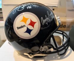 JACK LAMBERT, JACK HAM, & ANDY RUSSELL Signed Pittsburgh Steelers Full-Size Replica Football Helmet